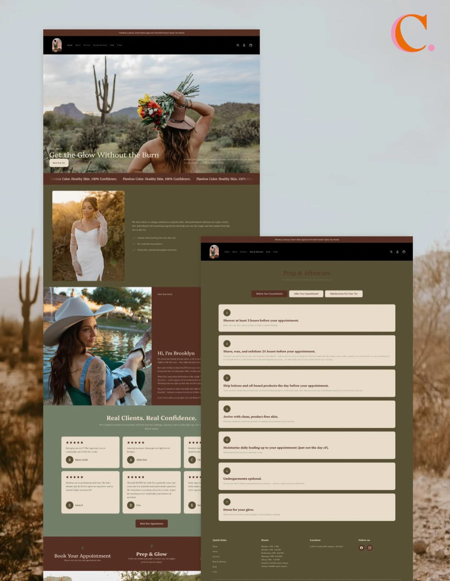 Rockin' Cactus Spray Tans branding and website design by Click Clique