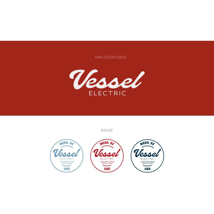 Vessel Electric brand identity badges, Mesa AZ
